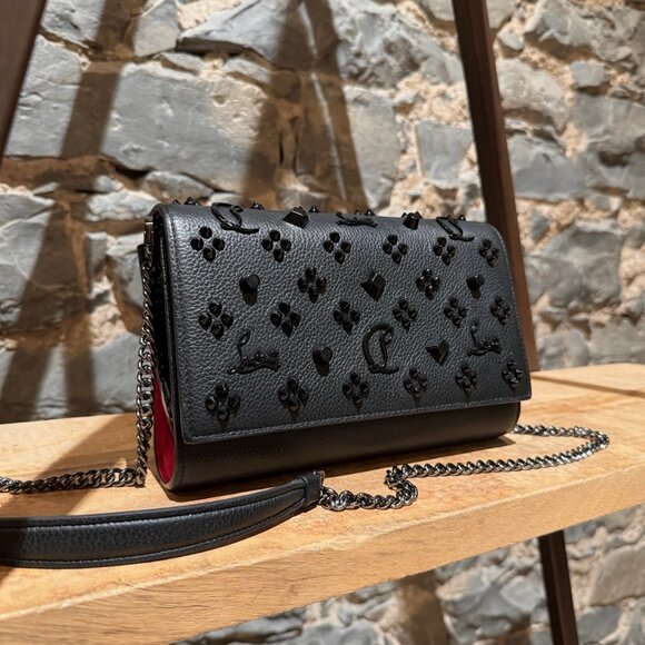 Christian Louboutin Black Leather Embellished Paloma Shoulder Bag - Picture 2 of 16